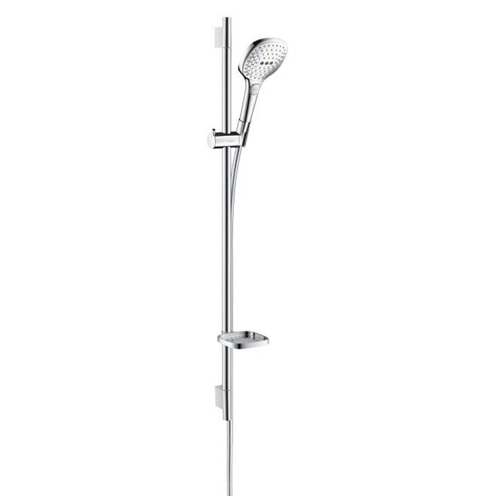 Hansgrohe Raindance Select E Душевой набор: штанга 90см., ручной душ 120, 3jet (Rain, RainAir, WhirlAir), мыльница, шланг, цвет: белый/хром