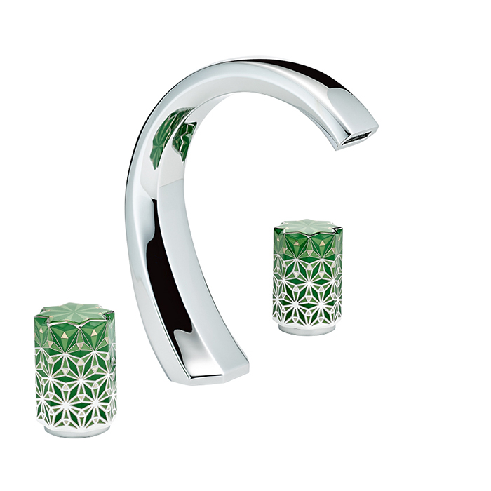 THG Nihal Porcelaine Verte Смеситель для раковины на 3 отверстия, с донным клапаном, цвет: хром