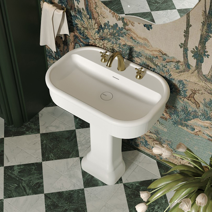 Salini Opera Раковина 75х50х16см., накладная, 3 отв., с пьедесталом, S-Stone, цвет: белый матовый