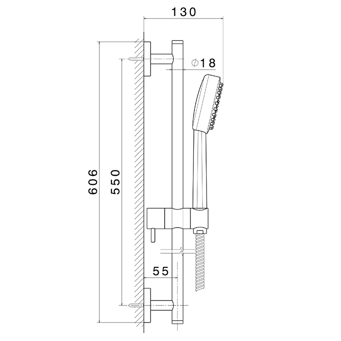 Newform Shower set Душевой гарнитур: штанга, ручной душ из ABS, шланг 150 см, цвет: черный матовый
