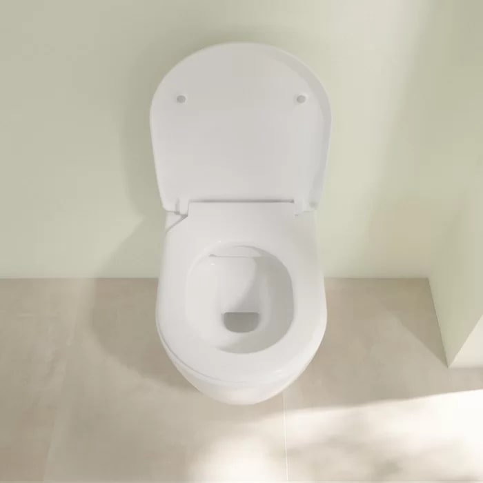 Villeroy&Boch Avento Унитаз 37х53х31см.,подвесной, безободковый, в комплекте сиденье SlimSeat с микролифтом, цвет: альпийский белый