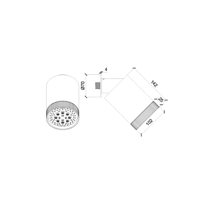 Almar Beam Верхний душ D10.2см., 3 режима, с настенным держателем, цвет: черный матовый