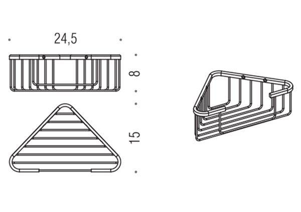 Colombo Basic Угловая металлическая полочка 24.5x15x8см, цвет: хром