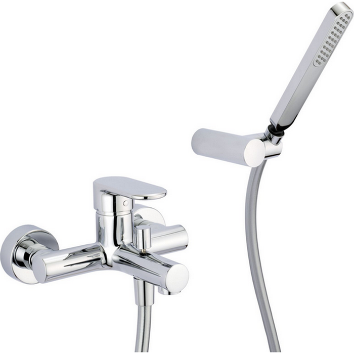CISAL LineaViva Смеситель настенный для ванны/душа с ручной лейкой,держателем и шлангом, цвет: хром