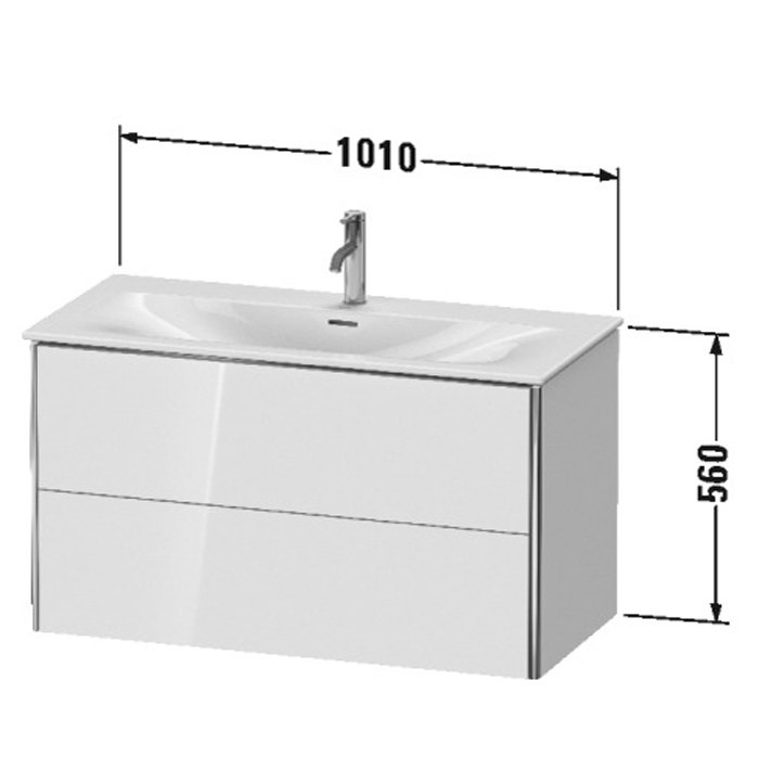 Duravit XSquare База подвесная 101x47.8x56см с раковиной, 2 яшика, цвет: глянцевый белый