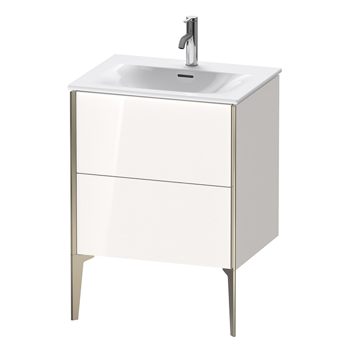 Duravit XViu Тумба подвесная 61x48x59.1см, с раковиной, 2 ящика, цвет: белый глянцевый/champagne matt