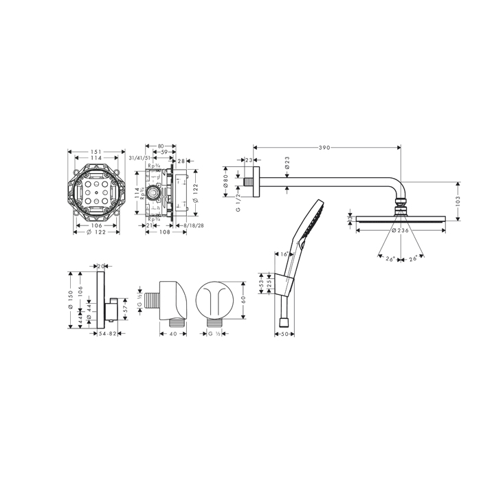 Hansgrohe Raindance Душ. cистема, цвет черный матовый