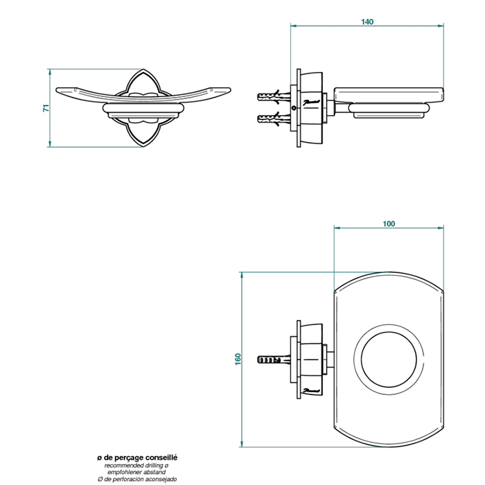 THG Pétale de cristal rouge Мыльница стеклянная, подвесная, цвет: золото/красный хрусталь