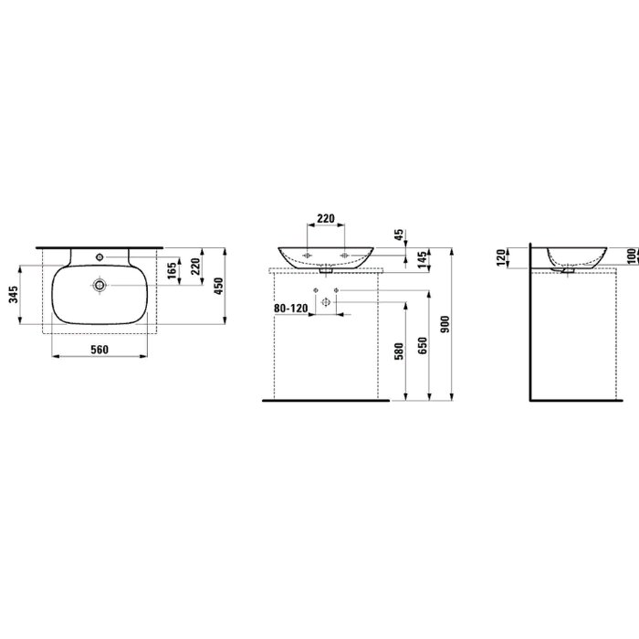 Laufen INO Раковина 56х45x12 см, 1 отв., покрытие LLC, цвет: белый