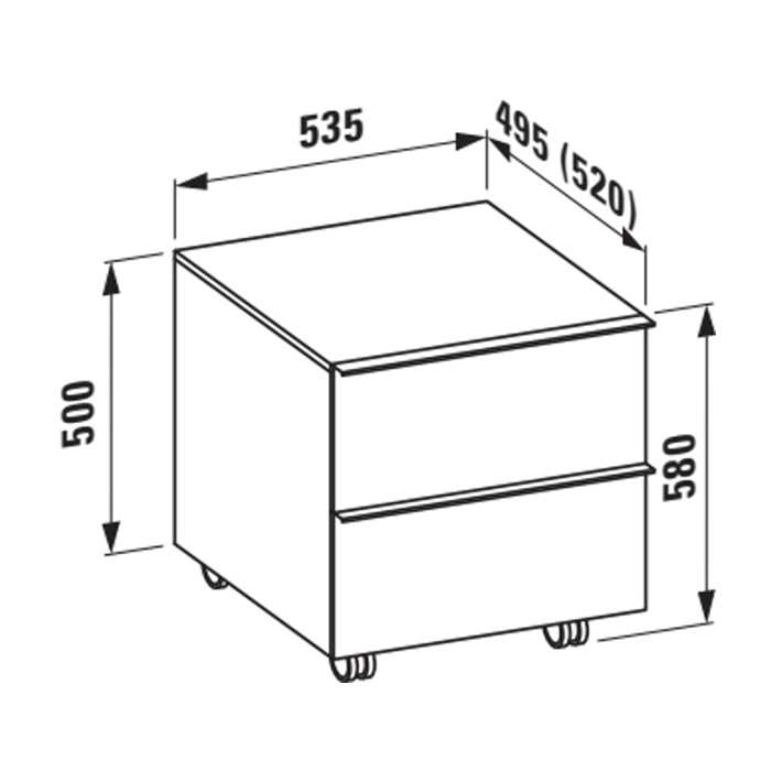 Laufen Space Шкаф на колесиках 535x495(520)x500(580) мм, 2 ящика, белый матовый