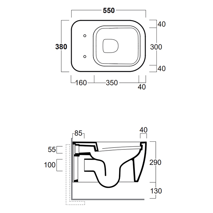 Simas Henges Унитаз подвесной 38х55см.,безободковый, цвет: moka matt