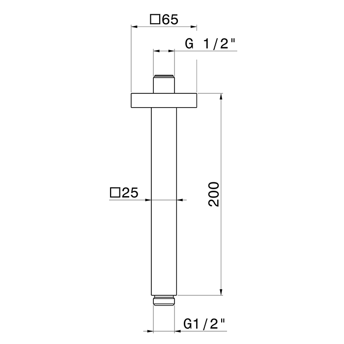 Newform Head Showers Душевой кронштейн 20см, потолочный, квадратный, цвет: черный матовый