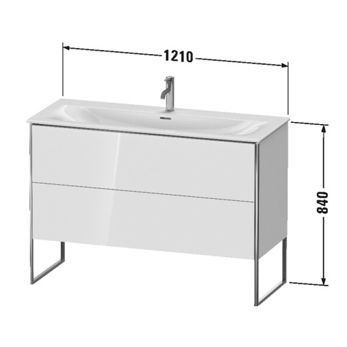 Duravit XSquare База напольная 121x47.8x84см с раковиной, 2 яшика, цвет: глянцевый белый