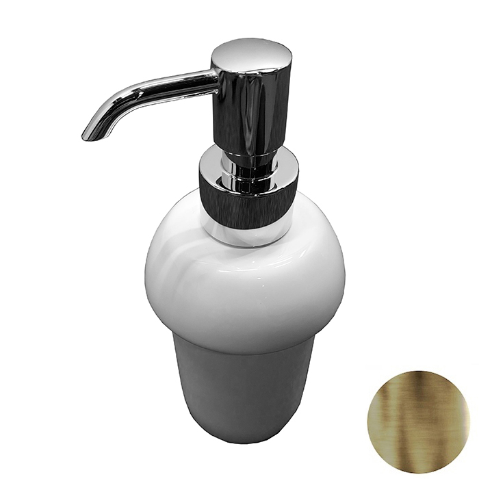 Nicolazzi On Shelf Дозатор для жидкого мыла из белой керамики, настольный, цвет: Bronze Plated