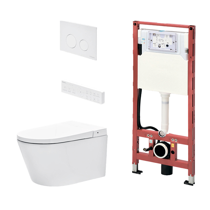 TECEspring Комплект: унитаз-биде модель Smart L, инсталяция, панель смыва loop, цвет: белый