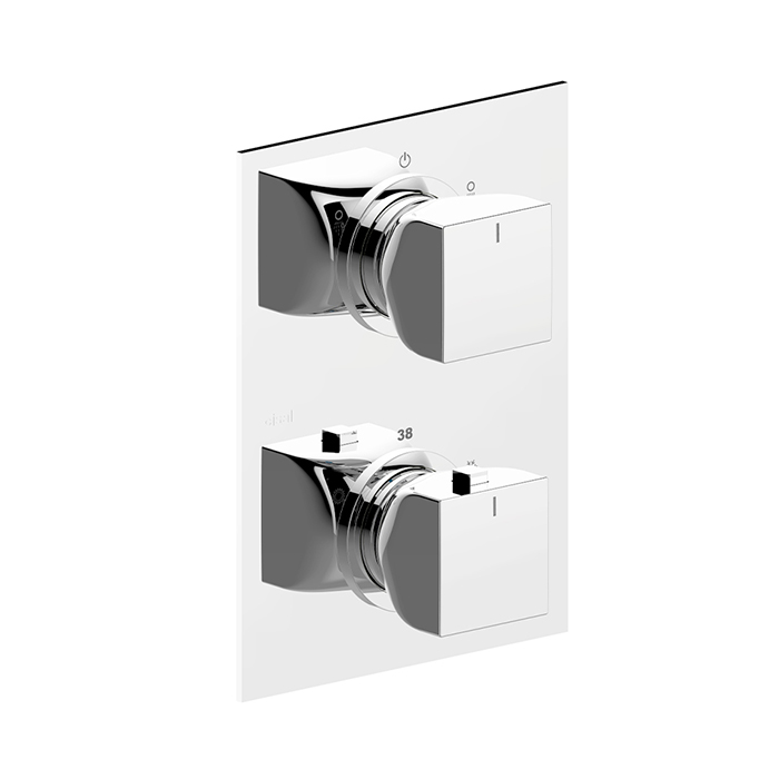 Cisal Hi-Rise Смеситель для душа, встраиваемый, термостатический, с переключателем на 3 положения, внешняя часть, цвет: хром