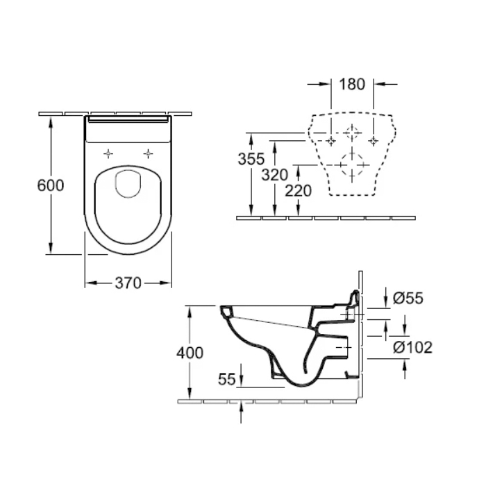Villeroy&Boch Hommage Унитаз 37х60х34.5см., подвесной, CeramicPlus, цвет: альпийский белый