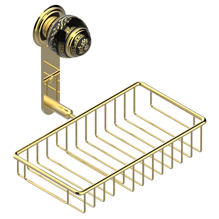 THG Marquise porcelaine noire Полочка металлическая, решетка, 24х13см., подвесной, цвет: золото/черный фарфор