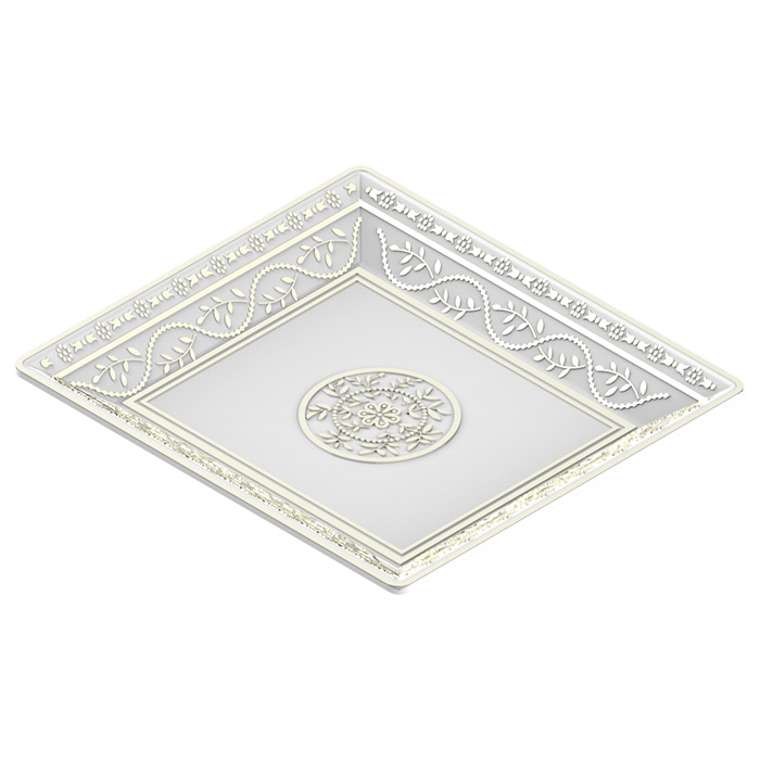 THG MARQUISE BLANC DECOR PLATINE Поднос керамический 171х154 мм., настольный, middle size, декор платина, цвет: белый