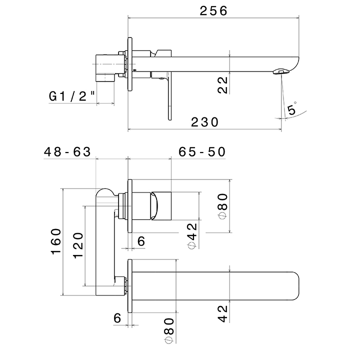 Newform Extro Смеситель для раковины, встраиваемый, длинный излив, цвет: хром
