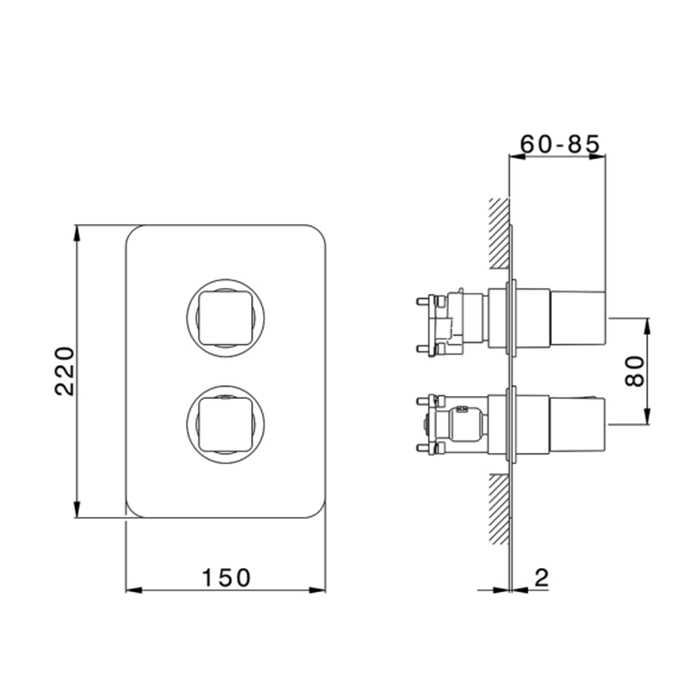 Cisal Cubic Смеситель для ванны, термостатический, с переключателем на 1-2-3 потока, цвет: черный матовый