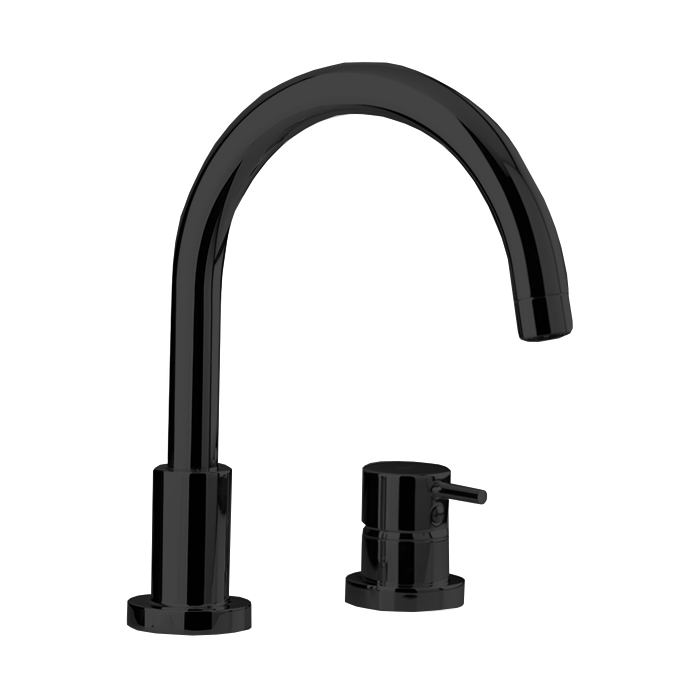 Cisal Less New Смеситель на борт ванны, на 2 отв., с донным клапаном, излив: 21см, цвет черный матовый