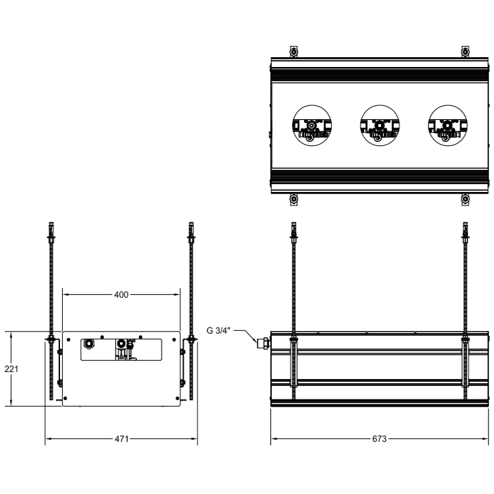 Gessi Binario Профиль линейный 670 мм, для 3 модулей, установка Easy-Fix, цвет: Black XL