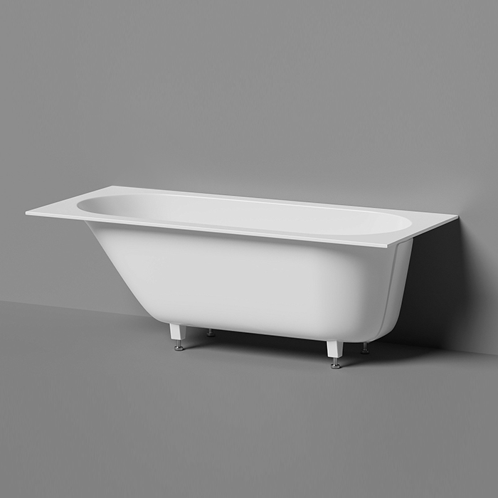 Salini Lofo Kit Ванна 179х79.1х61см., встраиваемая, Solid Surface, с донным клапаном, сифоном, ножками, слив-переливом, цвет: белый матовый