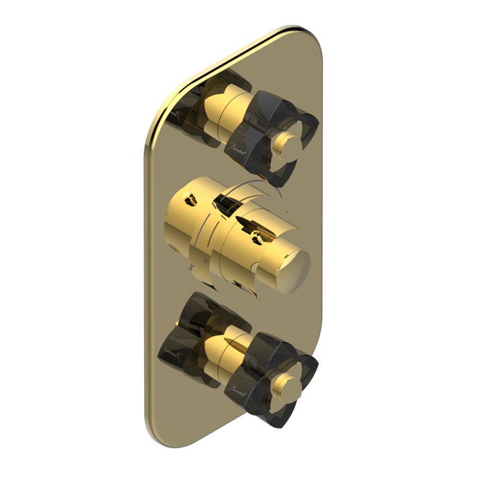 THG Petale de Cristal noir Смеситель для душа, термостатический, 2 потока, цвет: золото/черный хрусталь