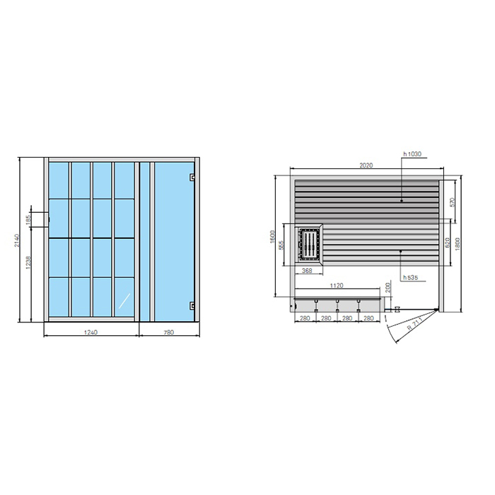 Effegibi Yoku S Shelf Био-Сауна 202x180х214см, угловая SX, цвет: черный орех