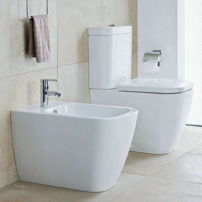 Duravit Happy D2 Унитаз напольный, 36,5х63 см,, с бачком 6 л , механизмом цвет хром,  с креплением, двойного смыва подключение снизу слева, цвет: белый