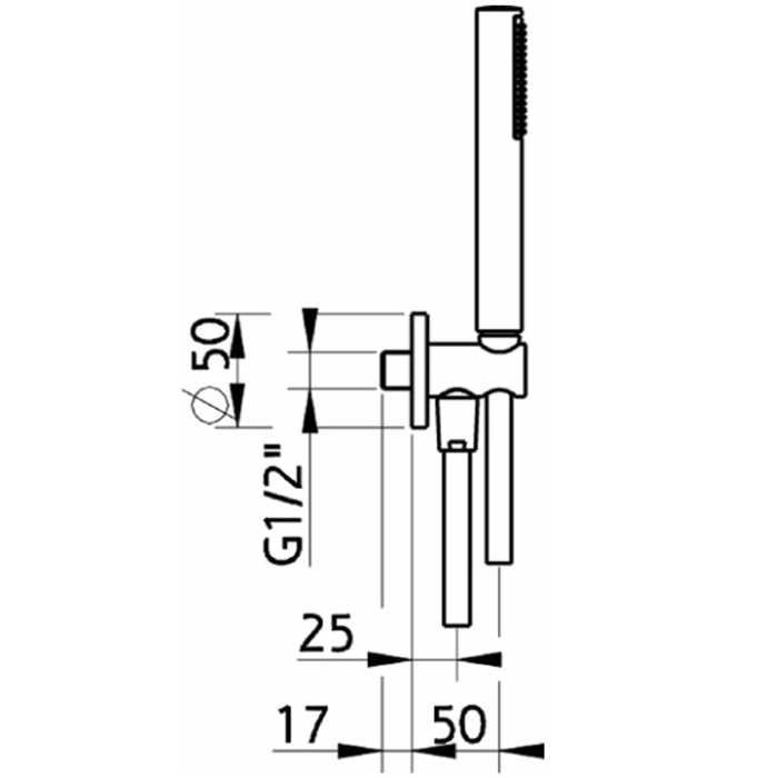 CISAL Shower Душевой гарнитур:ручная лейка,шланг 150 см,вывод с держателем, цвет: хром