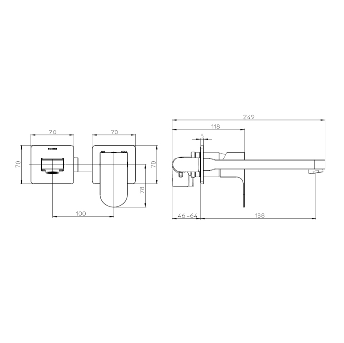 Bossini Gillo Наружная часть cмеситель монорычажного GILLO с изливом 18,5 см , без донного клапана, цвет: хром
