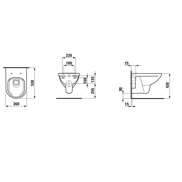 Laufen Pro Унитаз подвесной 53x36x34.5см., безободковый, цвет: белый