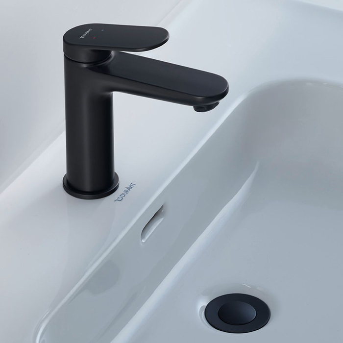 Duravit Wave Смеситель для раковины, 1 отв., с донным клапаном, цвет: черный матовый