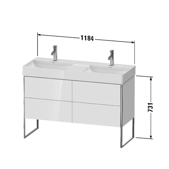 Duravit XSquare База напольная 118.4x46x73.1см с раковиной, 4 ящика, цвет: глянцевый белый