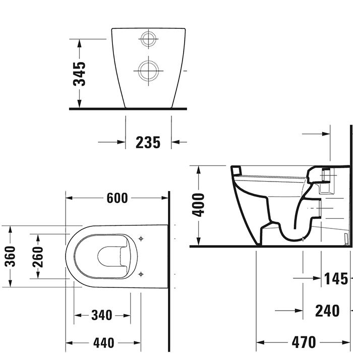 Duravit Bento Starck Box Унитаз напольный с сиденьем, цвет: белый глянцевый