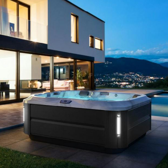 Jacuzzi J335 Минибассейн 214х214х94см, ClearRay PRO3TECT + Ozone, подсветка, аудио, нагрев 3kw, панель Smoked Ebony, цвет акрила: Platinum