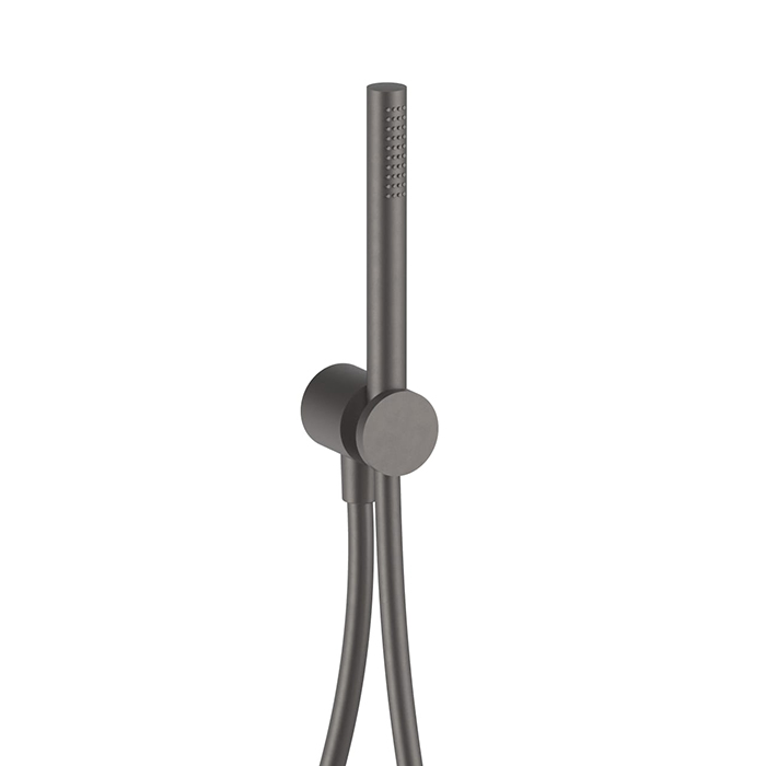 Fantini AF/21 Душевой набор: вывод воды на 1/2”, шланг 150 см, ручная лейка FIT, держатель для лейки, цвет: Matt Gun Metal PVD