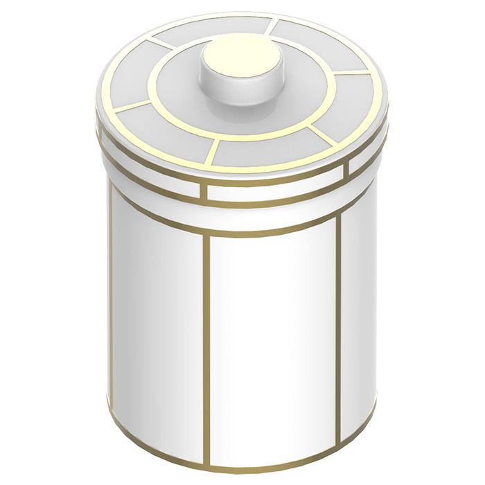 THG ITHAQUE DECOR OR Керамическая банка с крышкой, декор золото, цвет: белый