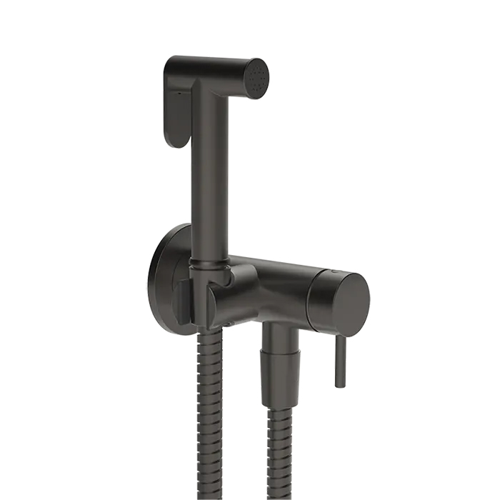 Gessi Cono GESSI TOTAL LOOK Гигиенический душ с наст. держ. со смесителем,с подводом воды и шлангом 1250 мм., цвет: Black Metal Br. PVD