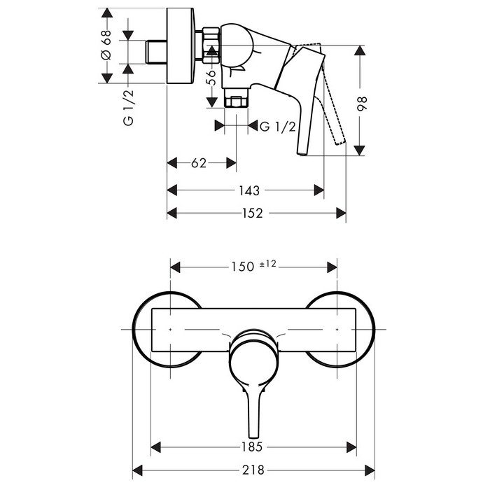 Hansgrohe Talis S, Смеситель для душа, Цвет: хром