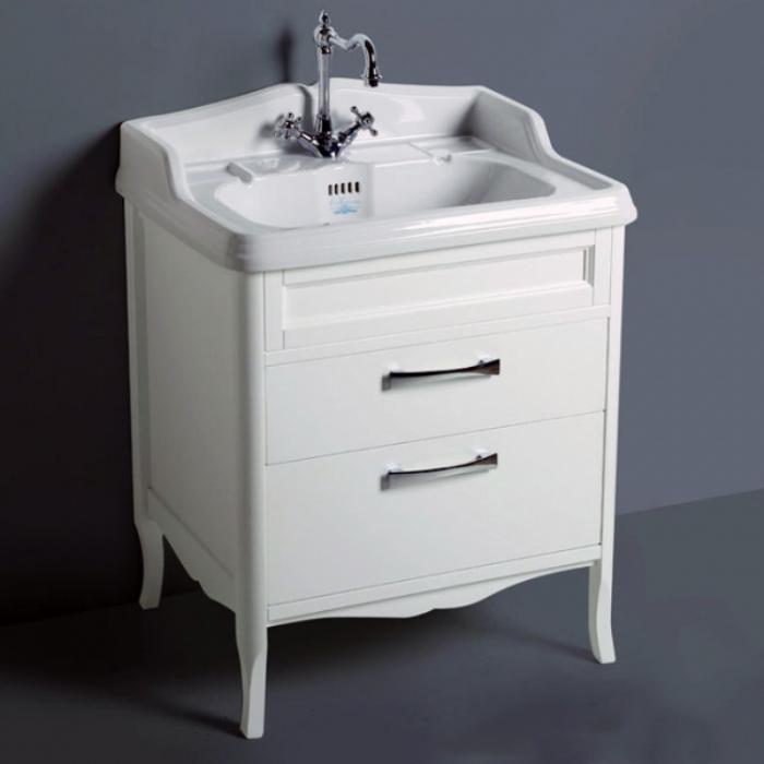 SIMAS Arcade Комплект мебели с двумя выдвижными ящиками, цвет: белый, фурнитура хром с раковиной AR834, 70см, напольный, Цвет: белый