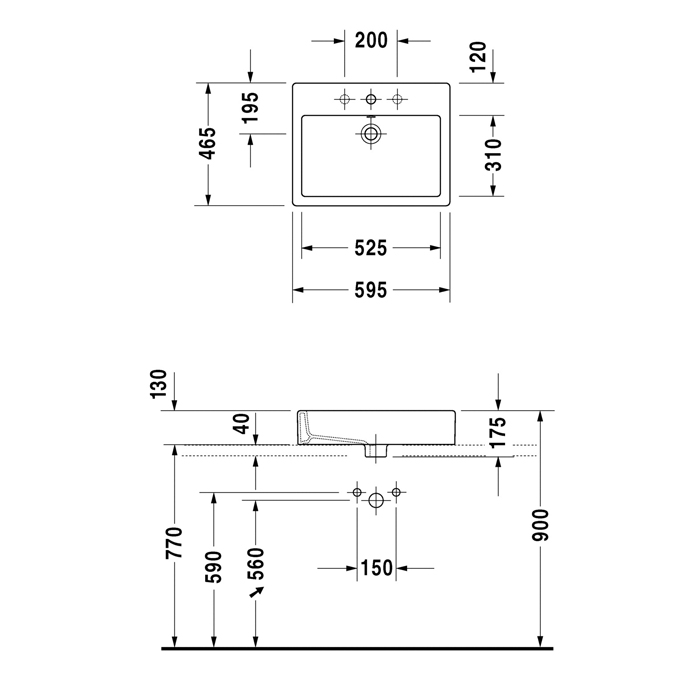 Duravit Vero Раковина 59.5x46.5см., 1 отв., с переливом, цвет: белый