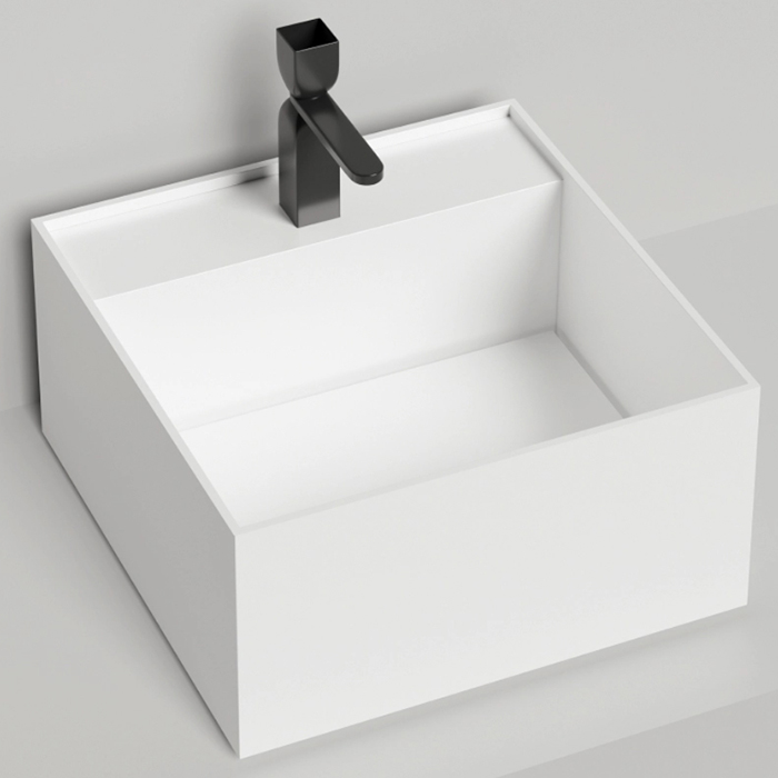 Salini Armonia Square TOP 02 Раковина накладная 45х45х25cм., с 1 отв, мат-л: S-Stone, цвет: белый матовый