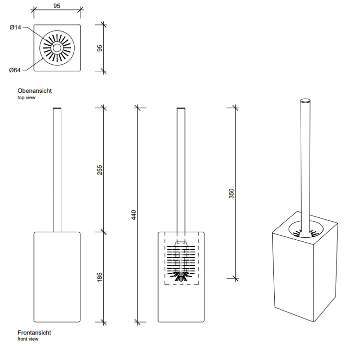 Decor Walther DW 6200 Туалетный ершик h44см, напольный, фарфор, цвет: белый / хром