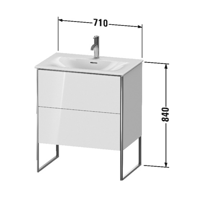 Duravit XSquare База напольная 71x47.8x84см с раковиной, 2 яшика, цвет: глянцевый белый