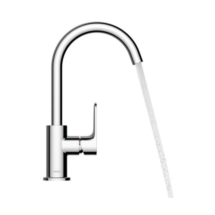 Hansgrohe Rebris S Смеситель для раковины, 1 отв., с донным клапаном, с поворотным изливом, цвет: хром