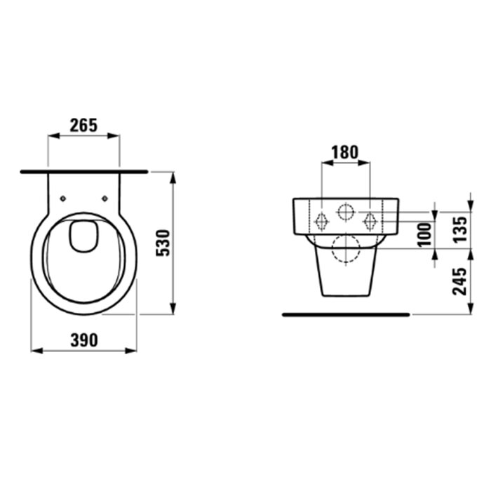 Laufen VAL Унитаз подвесной 53x39x36.5см, безободковый, с покр. LLC, цвет: белый