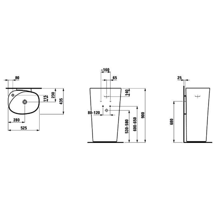 Laufen Palomba Раковина 52.5х43.5х90 см, без отв., покрытие LLC, цвет: белый